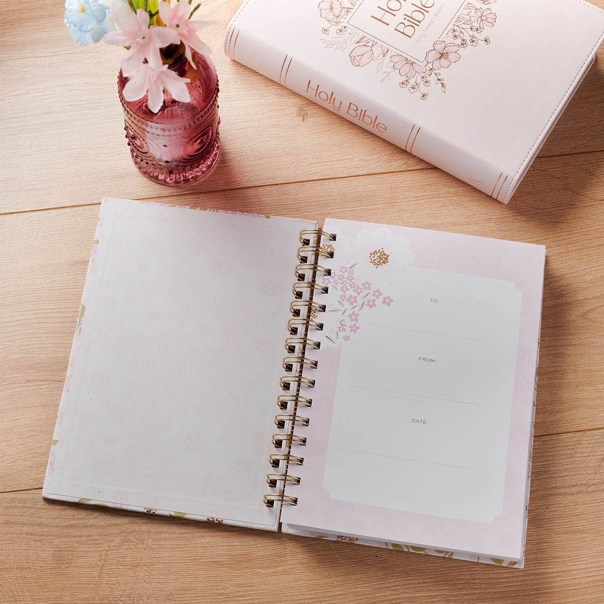Bless You and Keep You Pink Floral Spiral Journal – Numbers 6:24