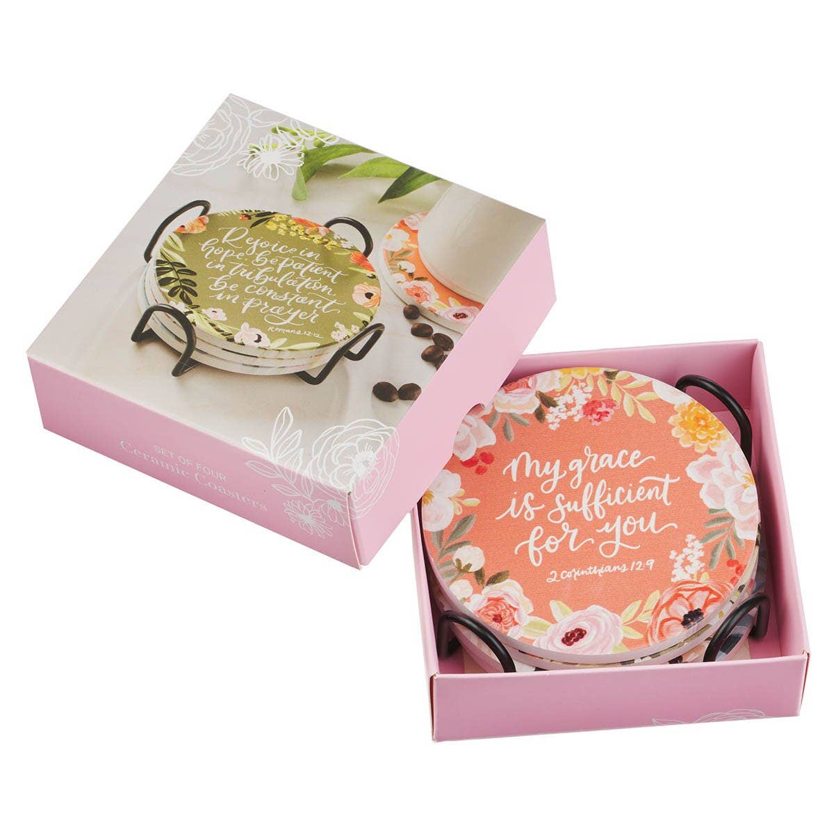 Faithful Florals Ceramic Coaster Set (4 pc)