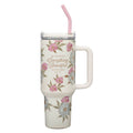 Everything Beautiful 40 oz Tumbler – Ivory Floral (Ecclesiastes 3:11)